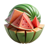 serene modern Juicy Watermelon Slices in a Summer Fruit Sphere high resolution png