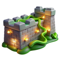 stunning classic Enchanted Castle Wall 3D Model Ivy, Lights, and Stone 4K png