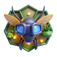 3D Render of Futuristic Bee on Hexagon png