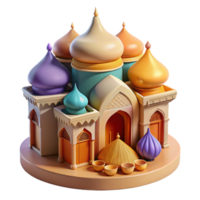 wonderful minimalist Whimsical Palace 3D Render of Colorful Architectural Fantasy professional png