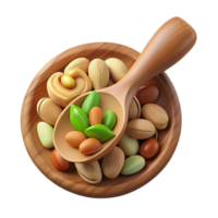 impressive abstract Wooden Bowl of Assorted Nuts and Seeds authentic png