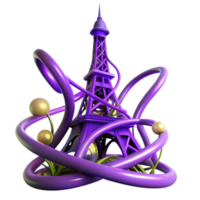 vibrant rustic Purple Eiffel Tower Abstract Art 3D Render authentic png