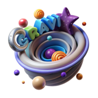Abstract 3D Gravity Vortex with Colorful Spheres png