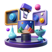 Abstract 3D Colorful Shapes, Geometric Art png