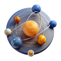 vibrant artistic Abstract Planetary System 3D Render of Orbits and Celestial Bodies exclusive png