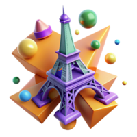 3d render eiffel torre geométrico formas png