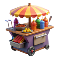 Hot Dog Cart 3D Model of a Food Cart with Umbrella png
