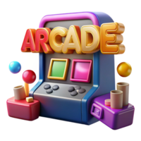 beautiful contemporary Retro Arcade Game Machine Colorful 3D Render genuine png