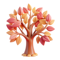 dramatic rustic Autumn Tree 3D Render of Cartoon Tree with Colorful Leaves premium png