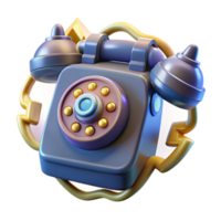 Retro Rotary Phone 3D Render, Communication Icon png