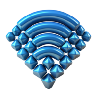 Abstract Wifi Signal 3D Render of Blue Geometric Shapes png