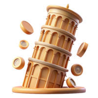 stunning abstract Falling Tower 3D Model of Iconic Structure 4K png