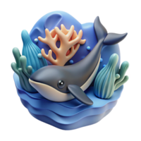 stunning modern Ocean Whale 3D Render Coral Reef Habitat high resolution png