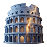 Ancient Structure, Damaged Colosseum, Crumbling Architecture, Historical Building, Lightning Strike, Architectural Ruin, Ancient Roman Building, Destruction, Historical Site, Collapse png