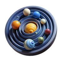magnificent vintage Abstract Planetary System 3D Rendering of Colorful Orbits detailed png