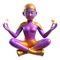 stunning vintage Cosmic Meditation A 3D Render of a Serene Figure professional png