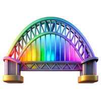 Rainbow Arch Bridge 3D Model, Colorful Lights, Night Scene png