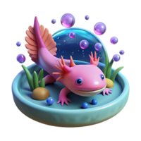 vibrant minimalist Adorable Axolotl in Underwater Habitat 4K png