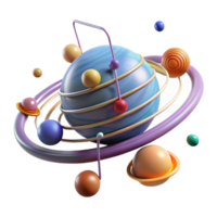 Celestial Harmony Abstract 3D Planetary System png