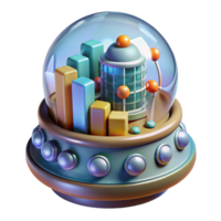 magnificent artistic Data Visualization Futuristic Cityscape in a Snow Globe authentic png