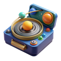 magnificent artistic 3D Render Planetary System in Retro Device premium png