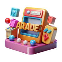 Retro Arcade Game Colorful 3D Render png