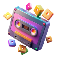 serene abstract Retro Cassette Tape with Colorful Cubes A Nostalgic Design high resolution png