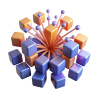 Abstract 3D Cube Network Interconnected Shapes png