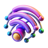 vibrant creative Abstract Wireless Network Signal 3D Render original png