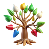 dramatic creative Colorful Fruit Tree A 3D Render professional png