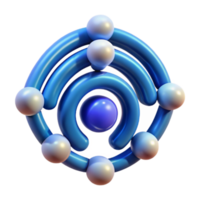 wonderful modern Abstract 3D Circular Atomic Structure Blue and White Spheres high resolution png