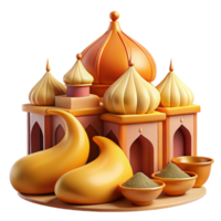 impressive creative Golden Spice Palace 3D Render of Festive Architecture authentic png