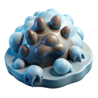 vibrant artistic Frozen Paw Print Blob 3D Render original png