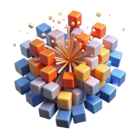 elegant artistic Colorful 3D Cube Burst Abstract Data Visualization authentic png