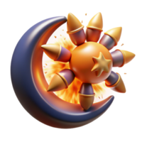 serene traditional Celestial Sun and Moon 3D Render 4K png