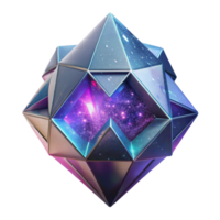 Cosmic Geometry A 3D Render of a Faceted Crystal Containing a Nebula png