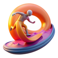 serene classic Surfer Riding Abstract Wave 3D Render 4K png