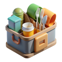 impressive artistic Portable Picnic Organizer Utensils, Cups, and Containers professional png