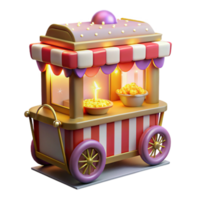 extraordinary creative Charming Popcorn Cart 3D Render of Festive Snack Stand exclusive png
