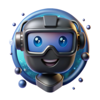 magnificent artistic Happy Robot Avatar in Space 3D Render authentic png