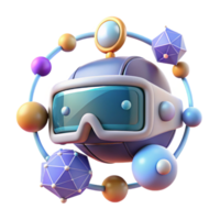 beautiful classic 3D Render of a Futuristic Robot Exploring Molecular Structures detailed png
