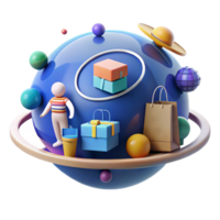 serene modern Global Shopping A 3D Animated World of Gifts and Packages genuine png