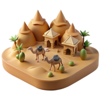 wonderful artistic Desert Oasis Camels, Dunes, and Architecture high resolution png