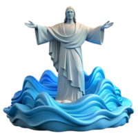 dramatic abstract Christ Walking on Water 3D Render of a Biblical Scene authentic png