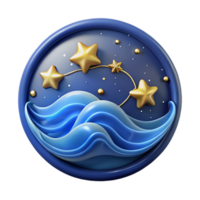 Celestial Waves 3D Render of Stars and Ocean png