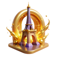 dourado eiffel torre 3d render abstrato arte png