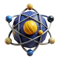 serene abstract Atomic Structure 3D Model of Nucleus and Orbiting Electrons authentic png