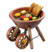 serene traditional 3D Cartoon Grill with Food authentic png