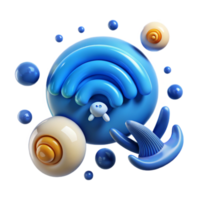 beautiful vintage Abstract Wifi Connection 3D Render of Wireless Network professional png