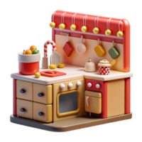 stunning modern Festive 3D Render of Christmas Kitchen authentic png